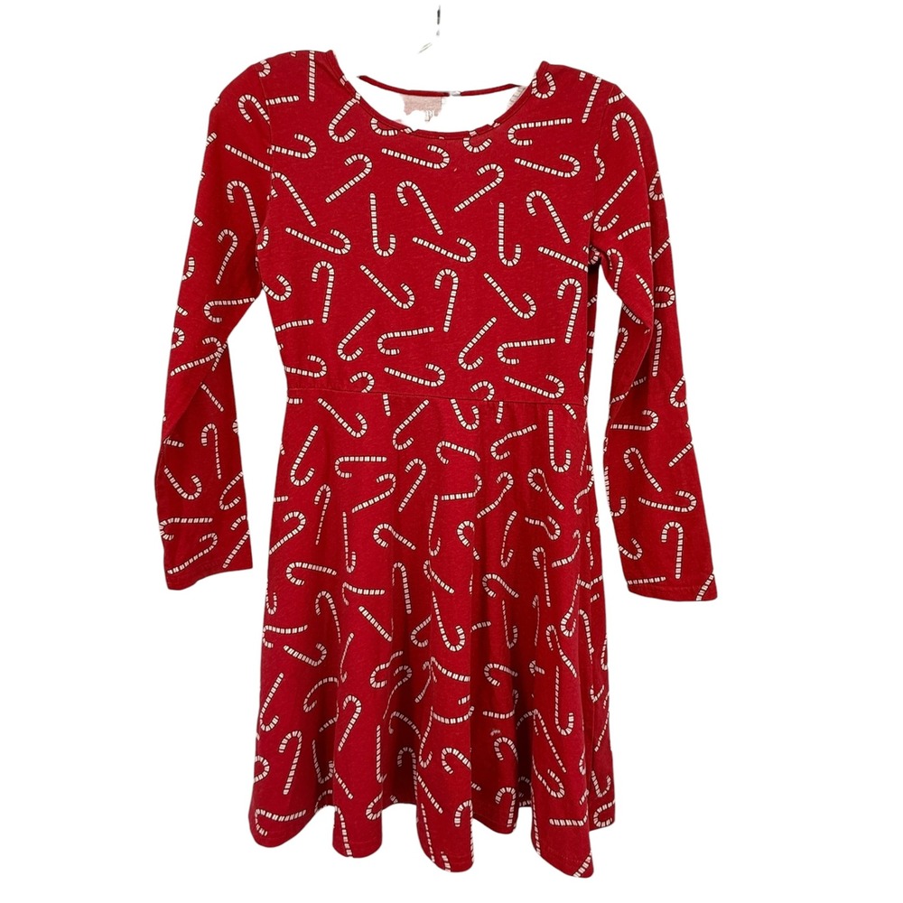 The Childrens Place Girls Dress Red Candy Cane Long Sleeve‎ Skater Size 10 12